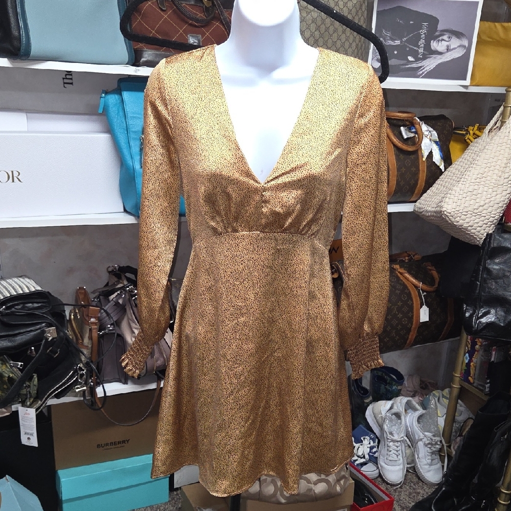 Miami Shimmering Gold Long Sleeve Dress